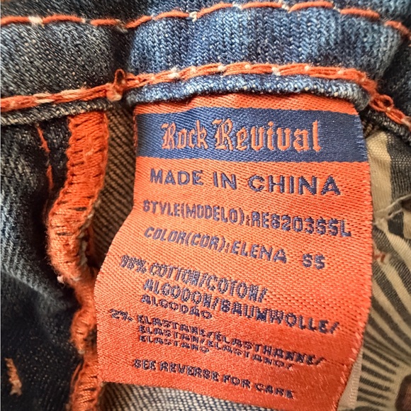 Rock Revival Distressed Blue Embroidered Back Pocket Jeans “Elena” skinny - Picture 16 of 16